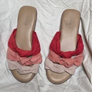Torrid Triple Knot Faux Suede Slide Colorblock Sandals - Size 9W